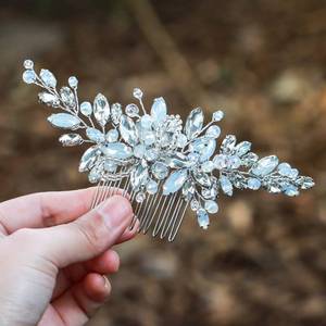 lot 4209 image: Yean Wedding Hair Comb Silver Rhinestones Opal Crystal Vintage Bridal Hair Clips Accessories for Brides and Bridesmaids