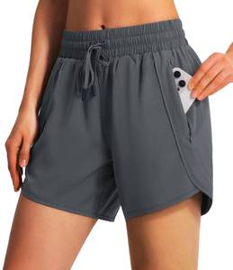 lot 4226 image: Ksmien Womens 5 Athletic Running Shorts Quick Dry Lightweight Workout Gym Shorts with Zipper Pockets UPF 50 Deep Grey