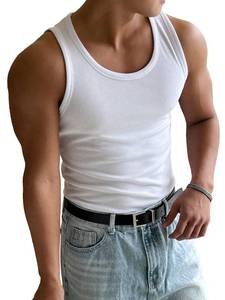 lot 4228 image: COZYEASE Mens Summer Tank Top Scoop Neck Workout Gym Muscle Tank T-Shirt Sleeveless Undershirt White XX-Large