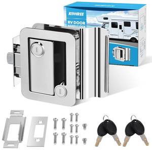 lot 4244 image: Kohree RV Trailer Camper Door Lock Handle, RV Door Locks Replacement with Deadbolt, 100% Zinc Alloy Door Handle RV Entry Door Lock for Camper, Travel, Horse Trailer, Cargo Hauler, RV Door Lock Chrome