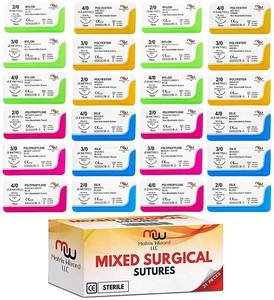 lot 4246 image: Sutures Thread with Needle (24 Mixed 20, 30, 40) - Practicing Suturing Taxidermy Military Tactical Drill, Hospital Clinic Rotation, Camping First Aid Travel Safety MD, RN, EMT, Vet Demo