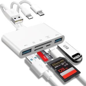 lot 4253 image: 5-in-1 Memory Card Reader, USB OTG Adapter & SD Card Reader for i-Phonei-Pad, USB C and USB A Devices with Micro SD & SD Card Slots, Supports SDMicro SDSDHCSDXCMMC