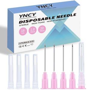 lot 6329 image: Dispensing Needle with Cap, Sterile Disposable Injection Luer Lock Luer Slip Syringe Accessories, Individually Sealed for Lab, Refilling Liquid, Livestock, Pet (18G-1.0Inch, 20)