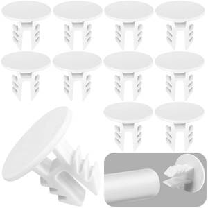 lot 6335 image: moonoom 12 Pcs Closet Rod End Caps, Wear-Resistant Curtain Rod Pole Endcaps, White Hang Bar Plug Caps for Home Bedroom Living Room Curtain Bracket Accessories