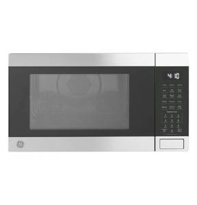 lot 9486 image: (Used, Buttons Disattached)GE GCST10A1WSS 4-in-1 Microwave Oven, 1,050 Watts Air Fryer, Broiler & Convection Mode, Child-Lock Technology, Kitchen Essentials for The Countertop or Dorm Room, 1.0 Cu. Ft, Stainless Steel
