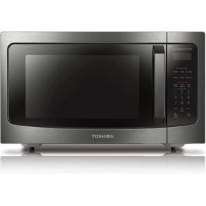 lot 9489 image: Toshiba ML-EM45PIT(BS) Microwave Oven with Inverter Technology, LCD Display and Smart Sensor, 1.6 Cu.ft, Black Stainless Steel (Slight Use, Missing Plate)