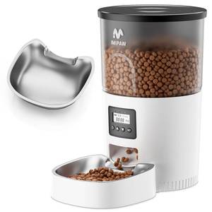lot 9506 image: IMIPAW Automatic Cat Feeder, 3L Timed Pet Dry Food Dispenser with Clog-Free Design, Auto Feeder for Cats, 1-6 Meals Per Day,with Stainless Steel