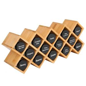 lot 9536 image: Phyllia Bamboo Spice Rack Organizer 4-Tier Countertop Organiser, Criss-Cross Kitchen cabinet Free-Standing Countertop Storage shelf Fit for Spice Jar, Can, Bottle (Jars Not Include)