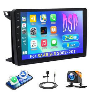 lot 9545 image: 9 Touch Screen Car Radio for SAAB 93 9-3 2007-2011 with Wireless Apple Carplay Android Auto, Car Stereo for 9-3 Bluetooth, FM, EQ DSP, GPS, WiFi, SWC, Split Screen, Mic, Backup Cam