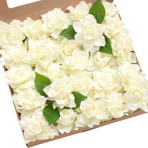 lot 9554 image: Lings Moment Flowers 25pcs Fake Gardenia Ivory Flowers Artificial Flowers with Stem, Fake Flower for DIY Wedding Decorations Centerpieces Bouquets Boutonnieres��Flores Artificiales para Decoracion��