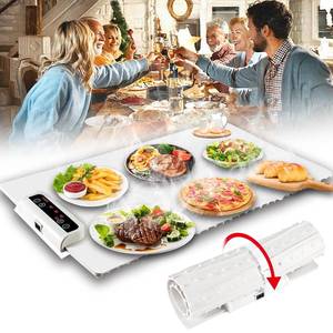 lot 9555 image: zyiesrsq Electric Warming Tray for Food, Foldable Food Heating Pad, Portable Silicone Warming Trays, Food Warmer Fast Heating Adjustable Temperature 3 Levels Timer, for Parties, Home, Restaurants