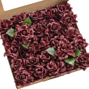 lot 9558 image: Lings Moment Burgundy Artificial Gardenia Flowers, 25pcs, 2.7 Gardenias for DIY Wedding Decor, Bouquets, Centerpieces, Bridal Shower Floral Arrangements