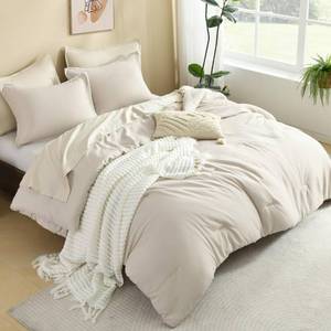 lot 9573 image: Litanika Comforters Tannish Grey Twin Size, 2 Pieces Lightweight Solid Bedding Set & Collections, All Season Fluffy Bed Set (66x90In Comforter & 1 Pillowcase)