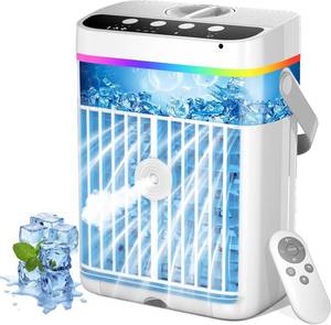lot 9579 image: Portable Air Conditioners, Mini Air Conditioner, Personal Air Conditioner, AC Unit Cooling Fan with Remote Control, 3 Speed, 3 Mist, 7 Light,1-3H Timer, Evaporative Air Cooler Fan for Bedroom Office