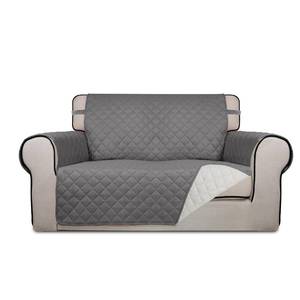 lot 9580 image: PureFit Reversible Quilted Sofa Cover, Water Resistant Slipcover Furniture Protector, Washable Couch Cover with Non Slip and Elastic Straps for Kids, Dogs, Pets (Loveseat, GrayIvory)