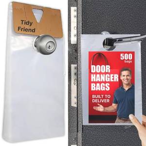 lot 10270 image: TidyFriend Door Hanger Bags 6�� x 12�� (500 Pack), Clear Door Hanger Bags Protects Flyers, Brochures, Notices, Printed Materials, Waterproof and Secure