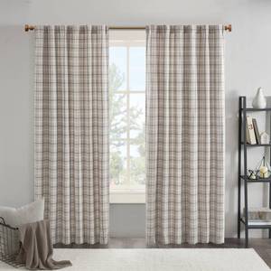 lot 10284 image: Madison Park Anaheim Cabin Plaid Curtain Window, Thermal Insulated Fleece Lining, Living Room Decor Room Darkening Drape for Bedroom, 1-Single Panel Pack, 50 x 84, Rod Pocket, Brown