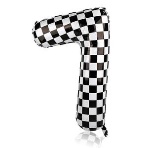 lot 10289 image: Checkered Balloon, 40 Inch Large Black and White Checkered Balloon Birthday Balloon Number Balloon Race Car Balloon for Race Car Racing Theme Birthday Party Supplies (7)
