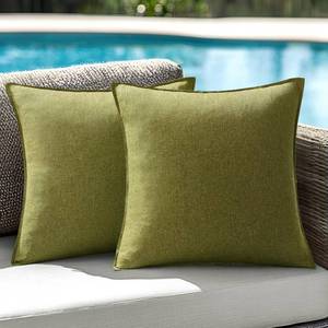 lot 10293 image: ANRODUO Set of 2 Outdoor Waterproof Pillow Covers 18x18 Inch Sage Green Decorative Throw Pillow Covers Linen Broadside Square Solid Color Couch Pillow Covers for Patio Tent Sofa and Living Room Decor