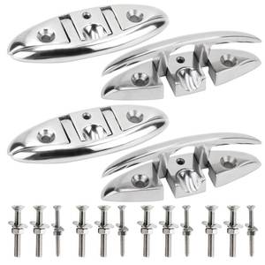 lot 10296 image: Laorde Boat Cleats 316 Stainless Steel Folding Dock Cleats 5 Inch Marine Grade Rope Cleat Flip Up Dock Cleat for Boat Kayak and Decoration with Fastener 4 Pack