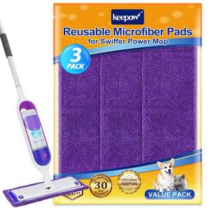 lot 10297 image: KEEPOW Reusable Power Mop Refill Pads Compatible with Swiffer Power Mop, Powermop Mopping Pad Refills for Wood Floor Cleaning, Machine Washable Microfiber Mop Pads, 3 Pack