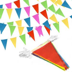 lot 10301 image: Novelty Place 100 Feet Pennant Banner - 75 Multicolor Bunting Flags (8x11 Inches) - Birthday Party Grand Opening Christmas Decorations