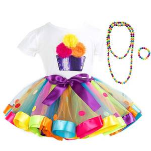 lot 10302 image: JOINSI Girls Rainbow Tutu Ballet Skirt with Shirt, Necklace & Bracelet (Medium)