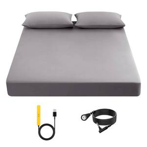 lot 10308 image: Grounding Sheet, 90% Organic Cotton10% Pure Silver Organic Fitted Grounded Sheet for Improved Sleep, Pain Relief - Earth Connected Bedding (Gray, (60.1  80.4  15inch))