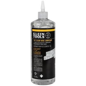 lot 10325 image: Klein Tools 51028 Clear Lubricant, Made in USA, Premium Synthetic Clear Electrical Cable Lubricant, 1-Quart Squeeze Bottle