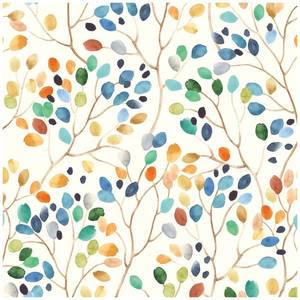 lot 10326 image: HAOKHOME Floral Peel and Stick Wallpaper Colorful Forest BeigeOrangeBlue Removable Contactpaper for Nursery Decorations 17.7in x 118in