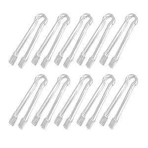 lot 10331 image: 10 Pcs Plastic Buffet Serving Tongs, Clear Kitchen Tongs Mini Serving Utensil Tongs for Food Ice Salad Buffet Barbecue Cookies, 6.3 Inches
