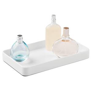 lot 10333 image: iDesign Stainless Steel Bathroom Tray for Towels, Cosmetics, and Accessories, The Gia Collection - 9.62 x 5.62 x 1.07, White