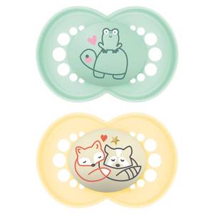 lot 10343 image: MAM Original Day & Night Pacifiers, Binky Pacifier for 6-16 Months, BPA-Free Silicone, Glows in the Dark, Best for Newborn Babies, Developed with Medical Experts, 2 Count Binkies, with Sterilizer Case