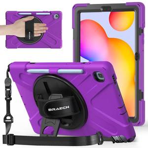 lot 10351 image: BRAECNstock for Samsung Galaxy Tab S6 Lite Case 10.4 inch 202420222020 (SM-P620P610P619) Shockproof Protective Kids Cover with Rotating Stand & Hand Strap Pen Holder Case for Tab S6 Lite - Purple