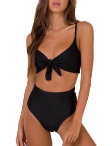 lot 10353 image: Blooming Jelly Womens High Waisted Bikini Set Tie Knot High Rise Two Piece Swimsuits Bathing Suits 2025 (Small, Black)