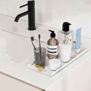 lot 10354 image: XJYYLX Napkin Holder for Bathroom, Guest Towel Holder Tray for Bathroom, White Guest Napkin Holders with Golden T-Handle, Disposable Hand Towel Tray for Guest Room, Table, Kitchen, White