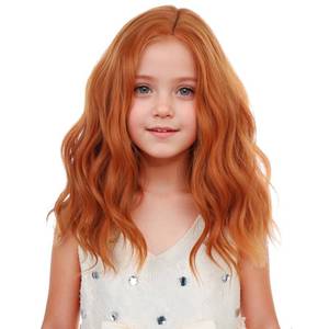 lot 10358 image: PATTNIUM Kids Child Short Curly Ginger Wig - Dark Orange Synthetic Hair for Girls