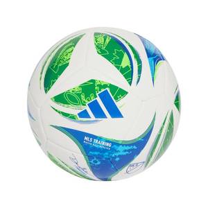 lot 10360 image: adidas Unisex-Adult MLS Training Soccer Ball,WhiteGreenGlory BlueSolar Blue,5