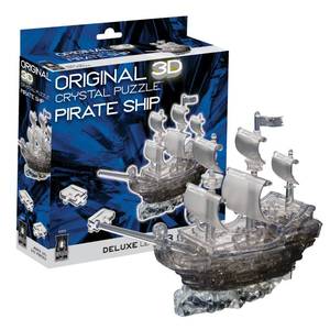 lot 10373 image: Bepuzzled Original 3D Crystal Puzzle Deluxe - Pirate Ship, Black - Fun yet challenging brain teaser that will test your skills and imagination, For Ages 12