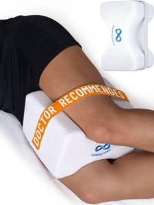lot 10380 image: Everlasting Comfort Memory Foam Leg & Knee Pillow for Side Sleepers - FSAHSA Eligible Sciatica Pain Relief Leg Pillow for Side Sleeping - Adjustable Strap