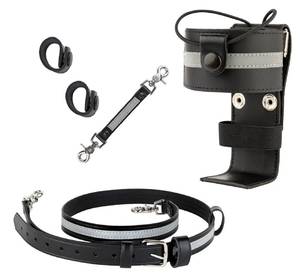lot 10386 image: Perfect Fit Shield Wallets Leather Firefighter Reflective Bundle Includes L-Style Universal Radio Holster Case, Radio Strap Harness, Anti-Sway Strap for Radio Strap and 2 Cord Keepers