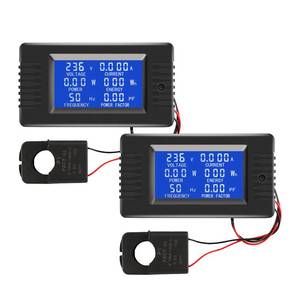 lot 10427 image: 2 Pieces AC Current Voltage Amperage Power Energy Panel Meter LCD Digital Display Ammeter Voltmeter Multimeter with Split Core Current Transformer CT AC 80-260V 100A Multi-Function Power Monitor