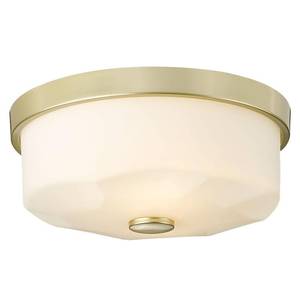 lot 11365 image: Luminzone Flush Mount Ceiling Light with Frosted Glass Shade, 2-Light Indoor Outdoor Farmhouse Lighting Flush Mount Lights for Kitchen Bedroom Porch Living Dining Room(Gold)