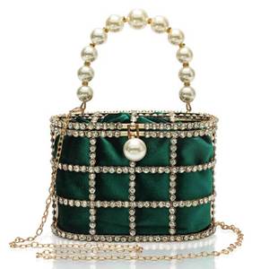 lot 11369 image: CARIEDO Evening Handbag Women Clutch Purses with Pearl Diamonds for Wedding Prom Birthday Party Dinner Accessories (Green)