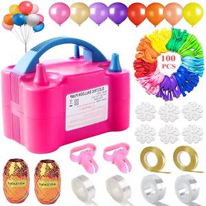 lot 11371 image: Electric Air Balloon Pump, Portable 110V 600W Dual Nozzle Electric Blower Air Pump Inflator for Decoration Party with Balloons, Tying Tool and Accessories (Rose Red)