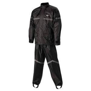lot 11376 image: Nelson Rigg Stormrider Rain Suit 100% Waterproof, Pants and Jacket Included with Reflective Striping (Black, X-Large)