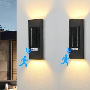 lot 11381 image: LANFU Solar LED Modern Rectangular Outdoor Wall Sconce Light IP65 Waterproof Outdoor Wall Lights for House Patio Yards,Exterior Wall (2pack)