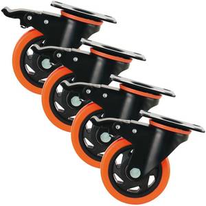 lot 11387 image: 3 Casters Wheels Set of 4 Large Heavy-Duty Plate Casters Double Locking Castor Wheels Set with Brake Industrial Polyurethane Metal Wheels for Workbench, Furniture, Wood Box, Outdoor Casters