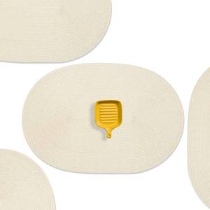 lot 11391 image: AHHFSMEI Placemats Set of 8 for Dining Table Washable Woven Vinyl Non-Slip 18x12 inches Placemat Heat-Resistant Durable Table Mats for Dining Table Easy to Clean (Oval Beige, 8)