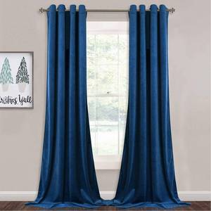 lot 11393 image: StangH Blue Velvet Curtains 84 Inches - Set of 2 Luxury Velvet Blackout Grommet Window Drapes Heat Block Out Noise Absorb Draperies for BedroomGuest Room, Royal, Blue, W52 x L84 inches